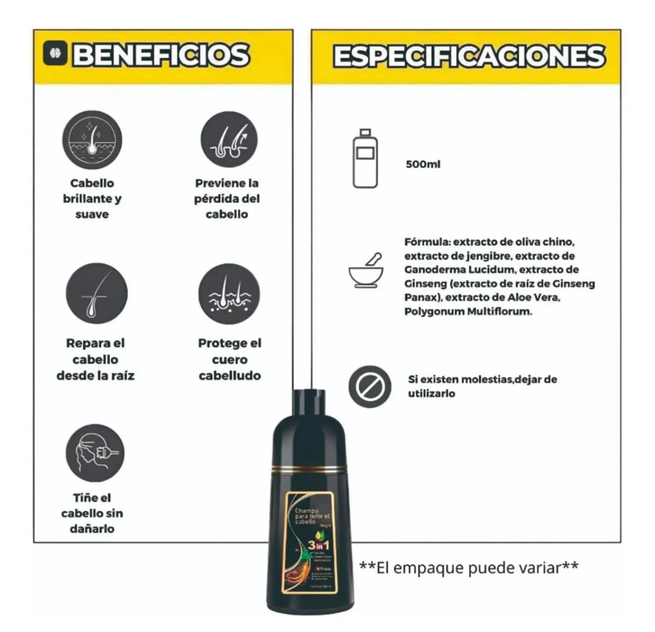 Shampoo tinte 3 en 1 cubre canas 500ml MORADO